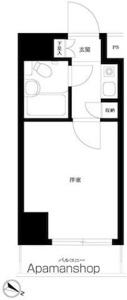 グローリア初穂椎名町[1K/16.74m2]の間取図