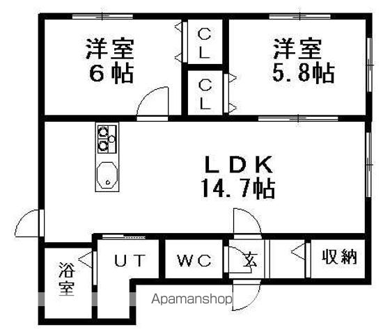 グランメール平和通北Aの間取り写真