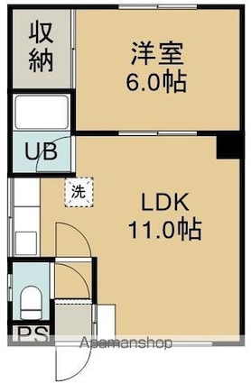 マンションあずま美原[1LDK/36.02m2]の間取図