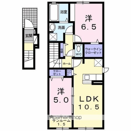カーサ　プリートＮ[2LDK/60.5m2]の間取図