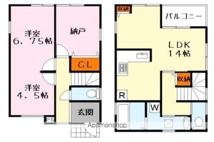 小柿１０丁目戸建て賃貸　Ｂ棟[2SLDK/77.3m2]の間取図
