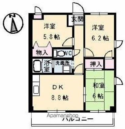 フィネス２０００[3DK/60.26m2]の間取図