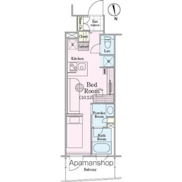 ロイジェントパークス四ツ谷[1R/25.74m2]の間取図