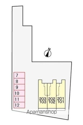 ヴィオラハウスＨａＭａ　Ⅱ[1LDK/45.07m2]の配置図