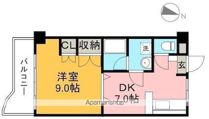 ドリームハウスⅢ[1DK/34.65m2]の間取図