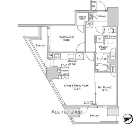 エミリブ石神井公園[2LDK/57.68m2]の間取図
