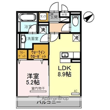 セレンディピティ堅田[1LDK/40.07m2]の間取図