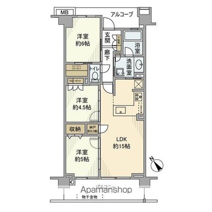 プラウド練馬光が丘公園[3LDK/68.86m2]の間取図