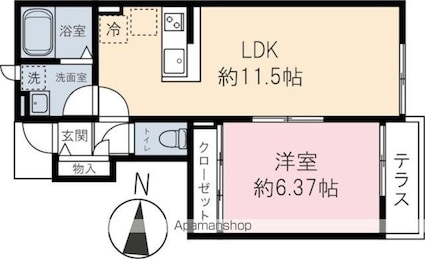 エバーグリーン川越[1LDK/40.78m2]の間取図