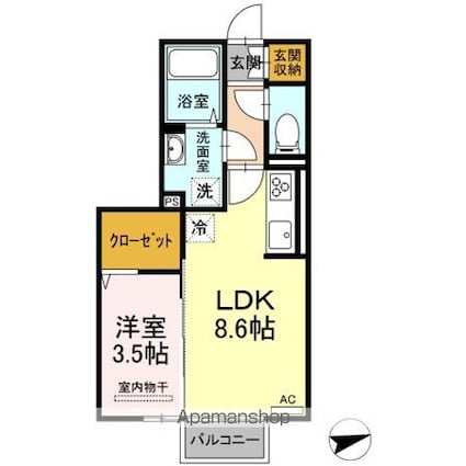 ロイジェントパークス富久山　Ｅ[1LDK/32.52m2]の間取図