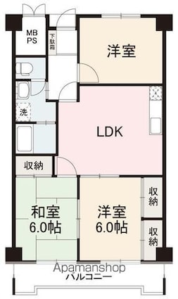 第二グリーンハイツ松縄[3LDK/63.61m2]の間取図