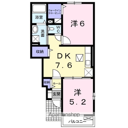 アプローズ・Ｎ[2DK/42.98m2]の間取図
