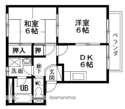 滋賀県彦根市川瀬馬場町[2DK/43.69m2]の間取図