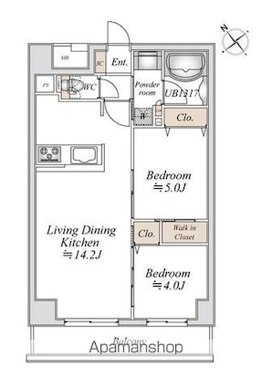 リアナアートパーク西葛西[2LDK/50.76m2]の間取図