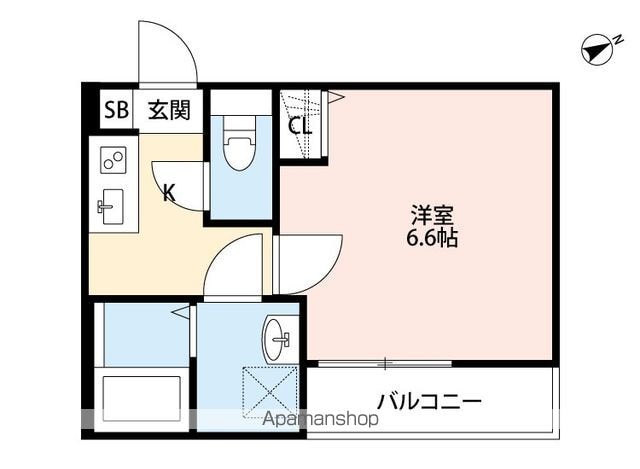 Ｇｎｏｓｉｓ　花見川[1K/21.86m2]の間取図