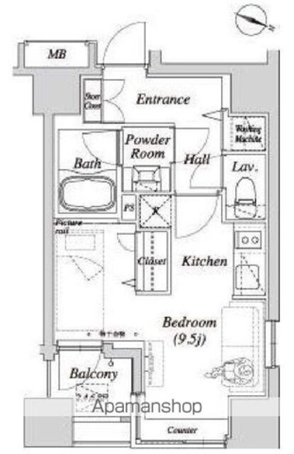 カーサスプレンディッド一番町[1R/27.82m2]の間取図
