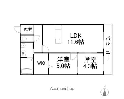 アンソレイエ[2LDK/50.16m2]の間取図