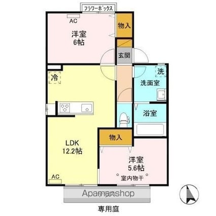 セジュール・オータム　ＡＢ[2LDK/53.46m2]の間取図