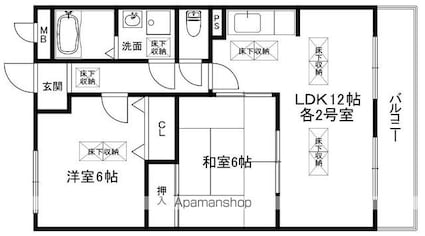 ＲＩＶＥＲ　ＡＮＮＥ　ＲＥＮＡ（リバーアンルネ）[2LDK/54m2]の間取図