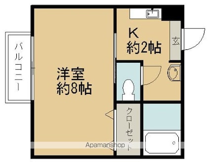 シャーメゾン土橋[1K/25.3m2]の間取図