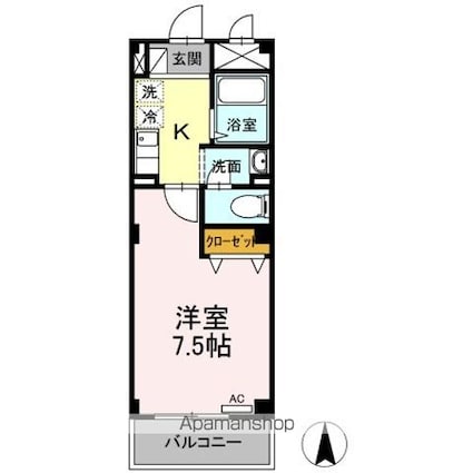 コム　シェ　ソワ　Ⅱ[1K/27.71m2]の間取図