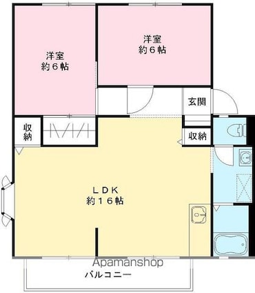 サンビレッジアヴェニューＣ[2LDK/60m2]の間取図