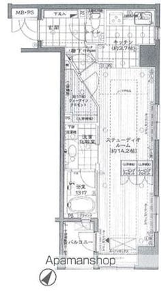 クオス銀座エスト・プルミエ[1K/45.09m2]の間取図