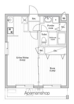 東京都足立区一ツ家３丁目[1LDK/40.41m2]の間取図