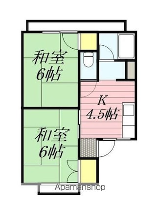 和歌山県和歌山市中島[2DK/35.67m2]の間取図