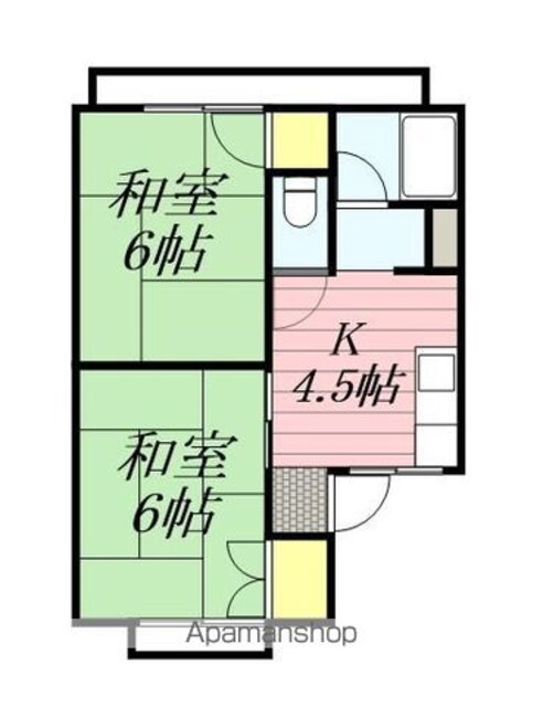 和歌山県和歌山市中島[2DK/35.67m2]の間取図
