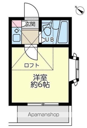 ルネ余丁町[1K/14.33m2]の間取図