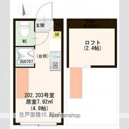 ハーモニーテラス高円寺南Ⅴ[1R/10.56m2]の間取図