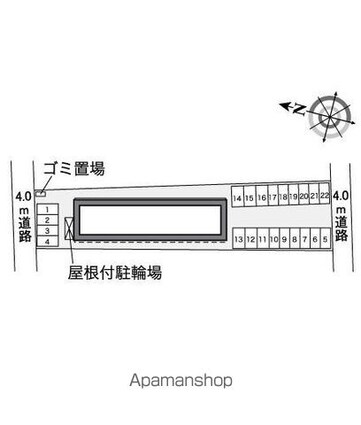 レオパレスハーヴ壱番館[1K/28.02m2]の配置図
