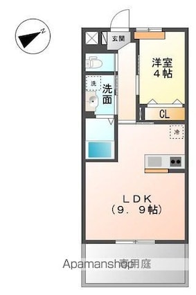 スカイピース[1LDK/36m2]の間取図