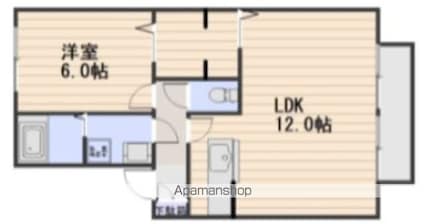 岡山県岡山市南区福田[1LDK/45.12m2]の間取図