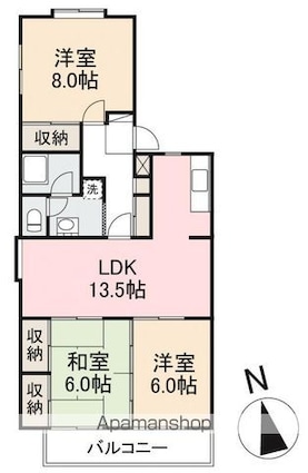 ヴィラ・アンソレイエ寺井町[3LDK/74.66m2]の間取図