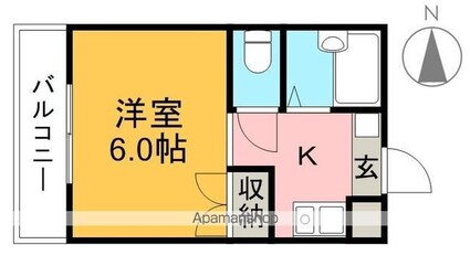 サニーパレス朝倉[1K/19.9m2]の間取図