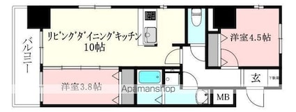 愛媛県松山市竹原２丁目[2LDK/45.94m2]の間取図