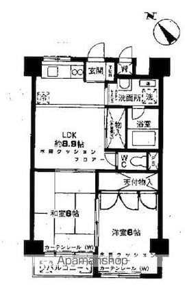 パラシオン池之端[2DK/47.25m2]の間取図