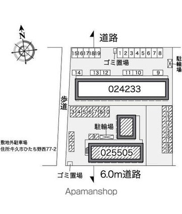 レオパレスカメリアひたち野Ⅱ[1K/23.18m2]の配置図