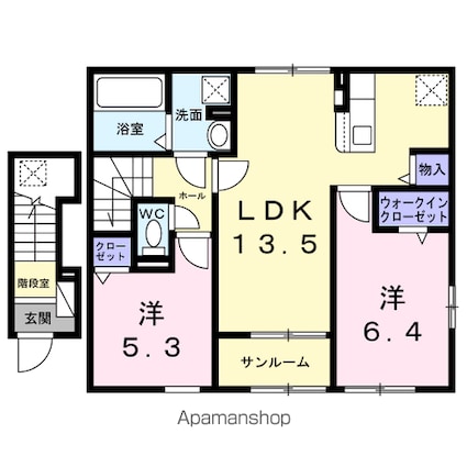 ワイ　ウィステリア[2LDK/62.61m2]の間取図