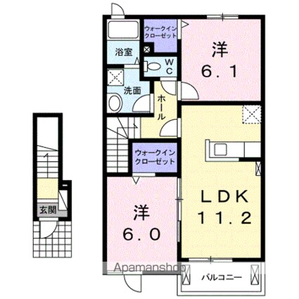 グランソレイユ[2LDK/57.64m2]の間取図