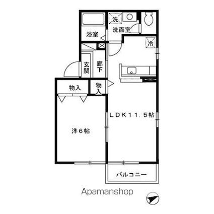 コゥジィーコートＫＴＭＳ．　ＡＢ[1LDK/40.43m2]の間取図