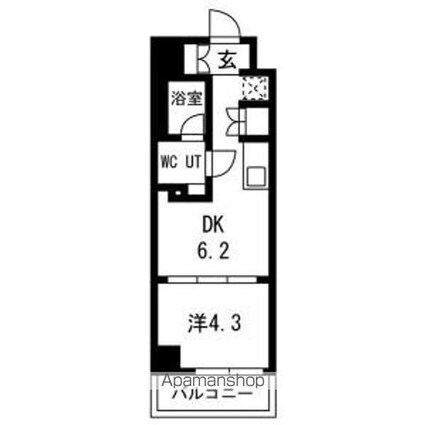 スパシエ幡ヶ谷[1DK/25.5m2]の間取図