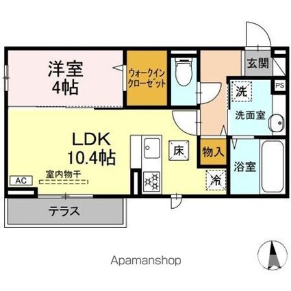 ＧＲＡＮＤ　ＤーＲＯＯＭ高宮北Ｅ[1LDK/39.77m2]の間取図