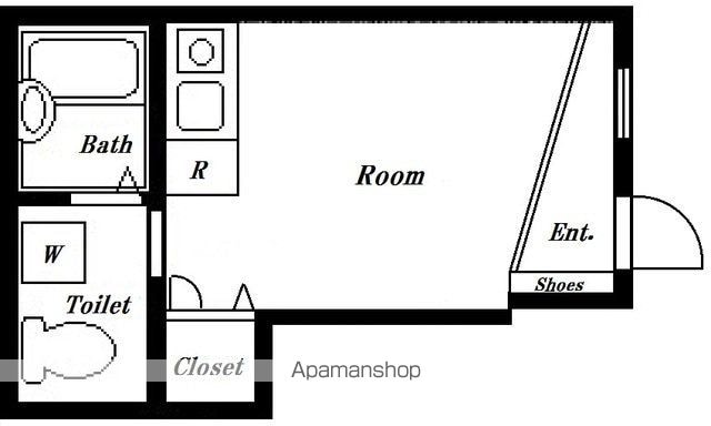 東京都世田谷区代沢４丁目[1R/17.34m2]の間取図