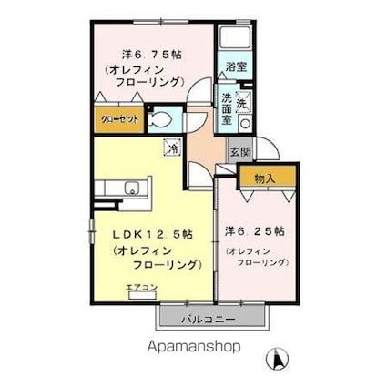 アベニール[2LDK/56.95m2]の間取図