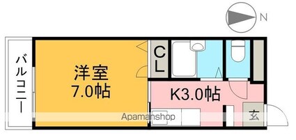 クレメント南宝永[1K/25m2]の間取図