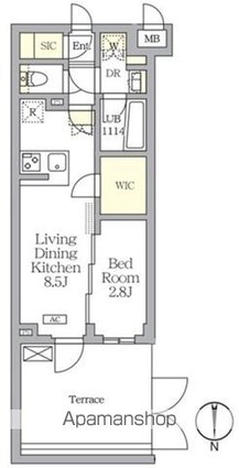 アジールコート都立大学[1LDK/28.92m2]の間取図