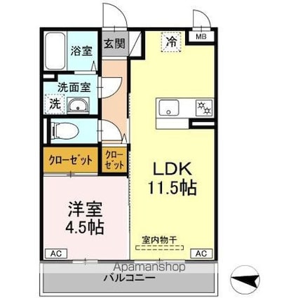 東京都練馬区田柄５丁目[1LDK/40.07m2]の間取図